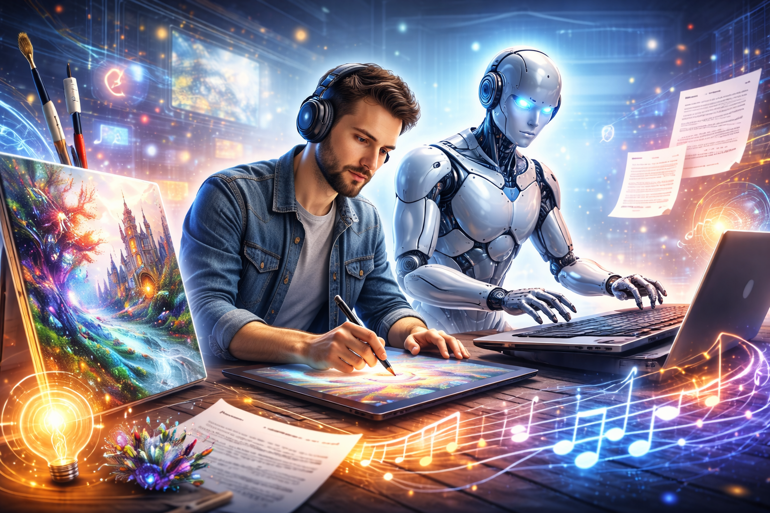 Creative content generation with AI (art, music, writing)